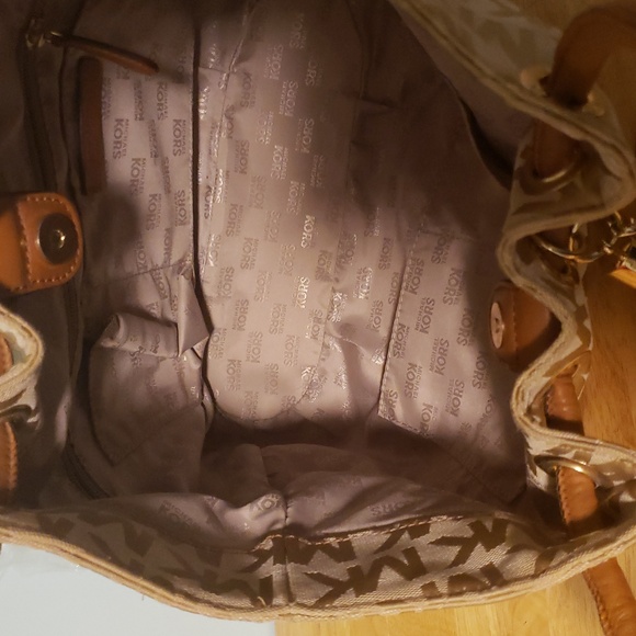 LOW STARTMK Ladies Shoulder Bag Signature Style Gold And Brown Tone - Picture 4 of 12